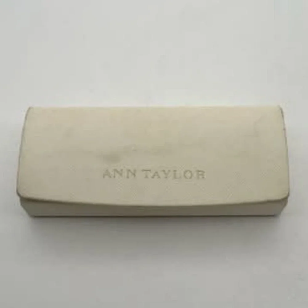 Ann Taylor Cream Textured Hard Shell Eyeglass Case Protective‎ Glasses Box